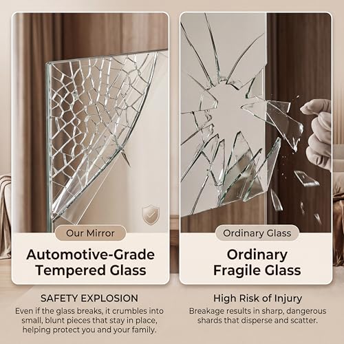 Antok 48x24 Inch Wall-Mounted Gym Mirrors Set 2PCS Frameless Full-Length
