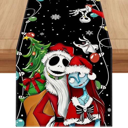 Black Christmas Table Runner 13" x 90" Holiday Home Decor for Xmas