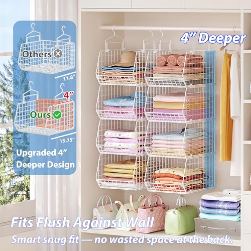 White 6-Tier Extended Depth Hanging Closet Organizer with Hooks - X-cosrack
