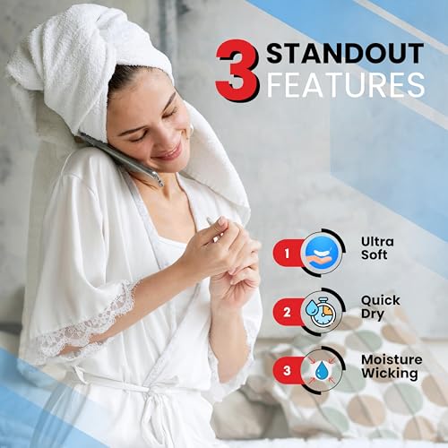 Infinitee Xclusives White Bath Towels 4-Pack - 100% Ring-Spun Cotton, Luxurious & Absorbent