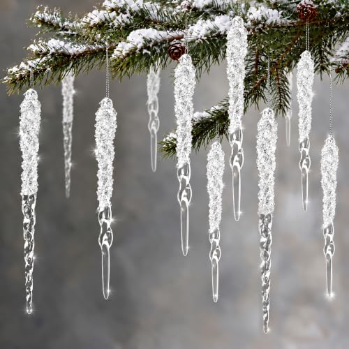 Snow-Look Acrylic Icicle Ornaments 36-Piece Christmas Tree Decorations