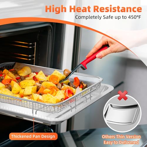 DEGOVIN Silver Air Fryer Basket & Tray Set for Oven - L+M Sizes, Includes Cooking Guide