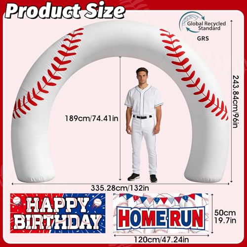 Inflatable Baseball Arch Decoration with 3LED Lights - 8FT Giant Sports Entrance