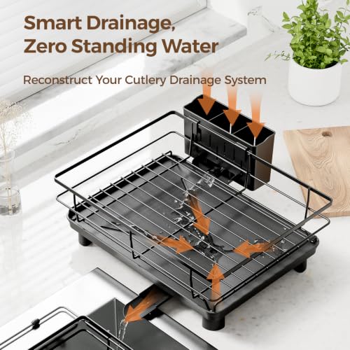 Black Dish Drying Rack Set for Kitchen Counter & Over Sink - 2 Pack