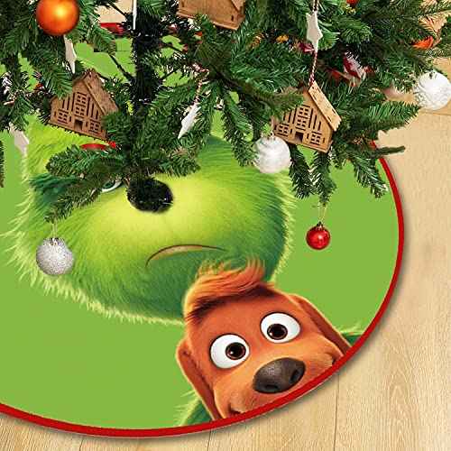 Christmas Tree Skirt Christmas Decorations - 36 Inch Green Soft Xmas Tree Mat for Winter New Year Holiday Party Ornaments