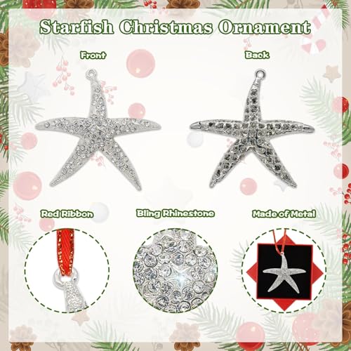 JUESMOS Silver Starfish Christmas Ornament - Marine Themed Holiday Decor