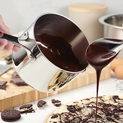 Sauce Pan 1.5 Quart - Tri-Ply Clad Stainless Steel with Lid & Handles