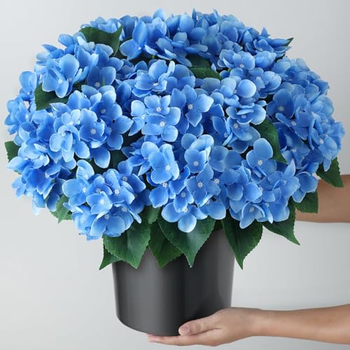 Artificial Hydrangea Topiary Ball Trees - 2 Sets Outdoor Faux Plants, UV-Resistant, 18 Inch