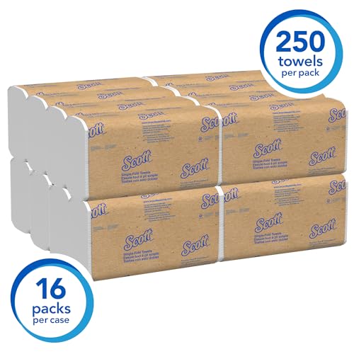 Single-Fold Paper Towels Bulk Pack - 16 x 250 Sheets White Economy Dispenser Towels
