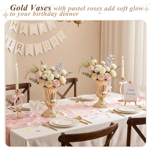 French Gold 8.4-inch Set of 10 Metal Trumpet Vases for Centerpieces - JOYLIGHTORIGINALS