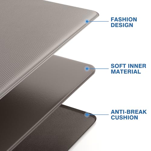 StepRite 2-Piece Anti-Fatigue Kitchen Mats Khaki 17.3 x 30 + 17.3 x 47 Inches