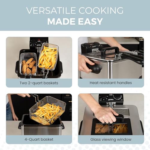 Electric Deep Fryer 4.5L with Baskets, Temperature Control & Timer