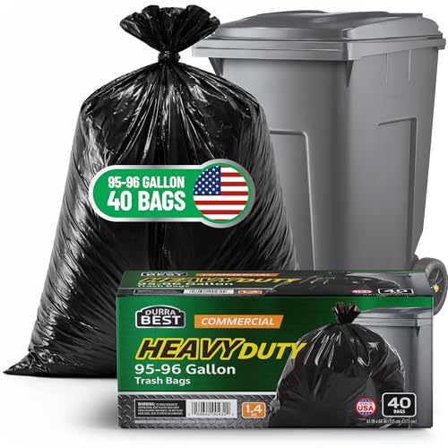 95-96 Gallon Heavy Duty Trash Bags - Extra Large 61x68 Inch Garbage Liners - Leak & Tear Resistant - 40 Pack
