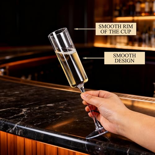 Ciaell 24 Pack 6 oz Clear Plastic Champagne Flutes for Weddings & Celebrations