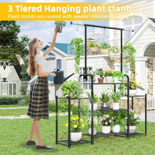 A-Shape Metal Plant Stand 3-Tier Tall Hanging Indoor Outdoor Garden Ladder