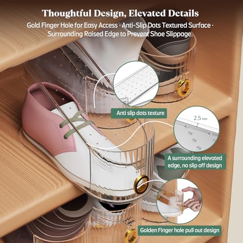 Clear 20 Pack Shoe Slot Organizer - Adjustable Double Layer Shoe Space Saver Rack