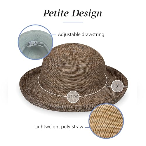 Women's Victoria Sun Hat - Small Mixed Camel Packable Wide Brim Hat with Adjustable Fit