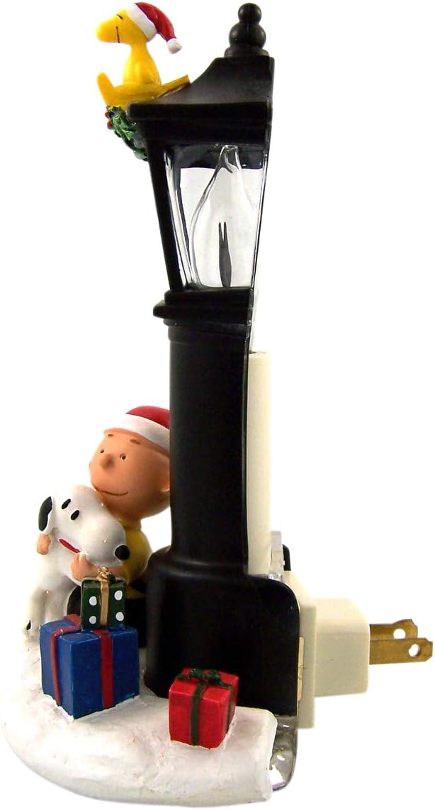 Roman | Charlie Brown and Snoopy Flicker Night Light - 8.25 Inch Decorative Lamp