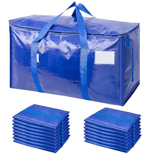 TICONN 16 Pack Extra Large Waterproof Moving Storage Bags with Handles, Blue