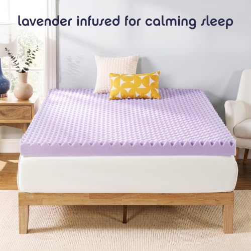 Queen 4-Inch Egg Crate Memory Foam Mattress Topper with Lavender Infusion