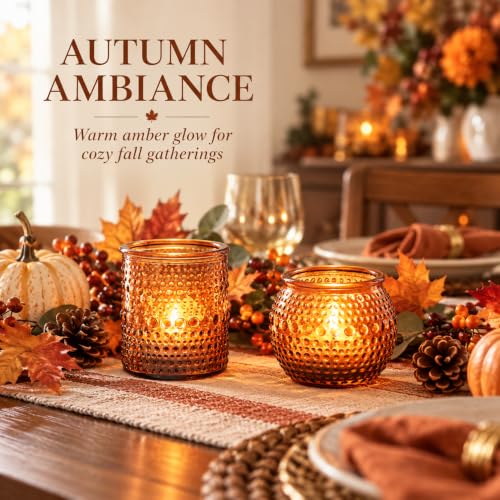 TRIRITE Amber Votive Candle Holders Set 36 Pack with 2 Sizes for Fall & Weddings
