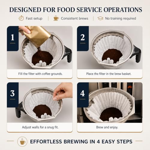 Xtra Large Commercial Coffee Filters 12.5" x 4.5" for BUNN Fetco Curtis - Tall Walls, No Overflow, Bulk Pack