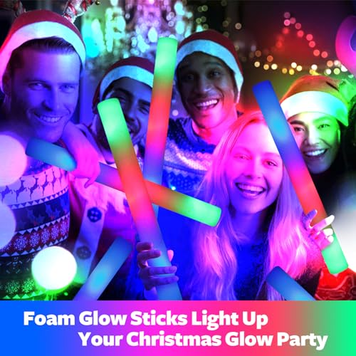 200 PCS LED Foam Glow Sticks Bulk Party Favors with 3 Light Modes for Events