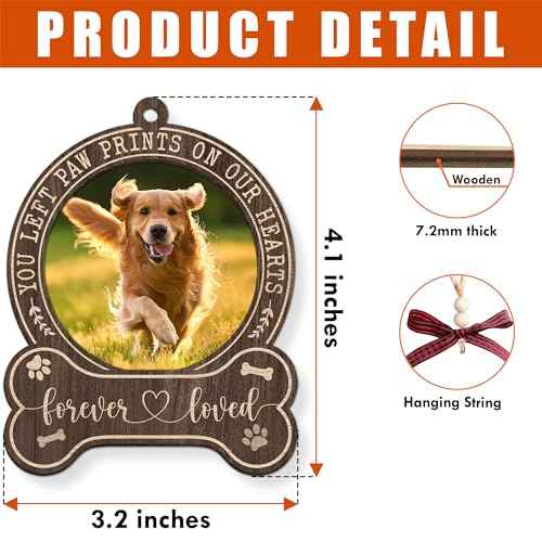 Dog Photo Frame Memorial Christmas Ornaments 2025 - Forever in Our Hearts, Remembrance, in Memory Gifts for Loss of Dog - Pet Loss, Pet Sympathy Personalized Picture Ornaments for Christmas Tree