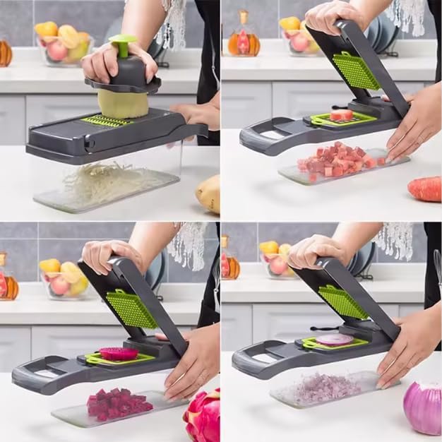 Skiennix 16-in-1 Vegetable Chopper - Multifunctional Veggie Dicer & Mandoline Slicer with Container