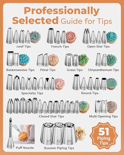 253-Piece Cake Decorating Kit with Turntable & Piping Tips - Baking Supplies for Beginners & Pros (Variation 253)