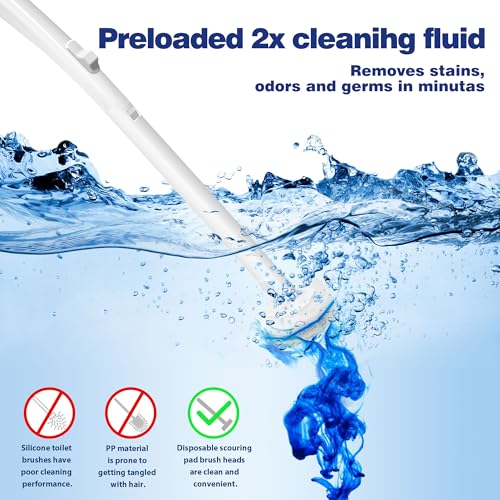 2 Pack Disposable Toilet Brush with 60 Refills, Wall Mount & Holder Kit, Bathroom Cleaning Supplies