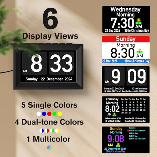 GOLOZA 7'' Digital Dementia Talking Clock - Black, 10 Volume Levels & Reminders