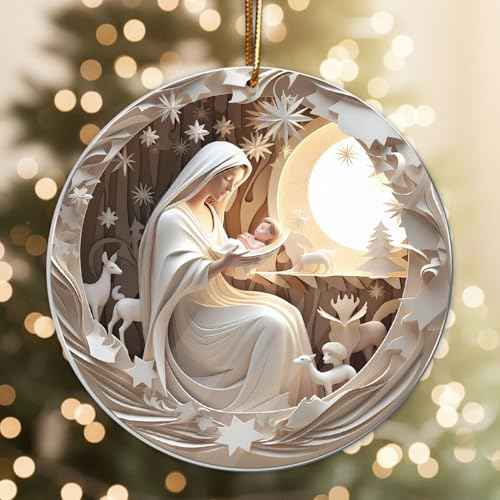 Christmas Ornament 2025, Religious Christmas Ornament, Nativity Xmas Tree Decorations, Friendship Elephant Ornament, White Elephant Gifts for Adults, Religious Gifts for Women