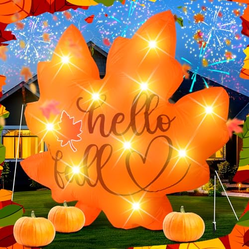 5.25ft Fall Maple Leaf Inflatable LED Thanksgiving Yard Decor - Outdoor Festive Decoration