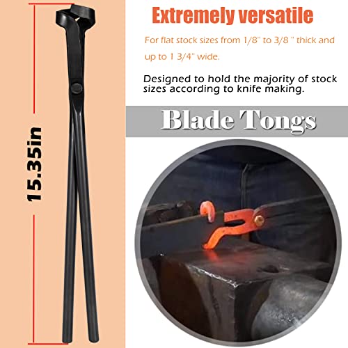 Blacksmith Tongs Tools Set - 5-Piece Forging Tongs for Knife Making & Heavy Duty Use - Flat, Square, Bolt, Blade, Wolf Jaw