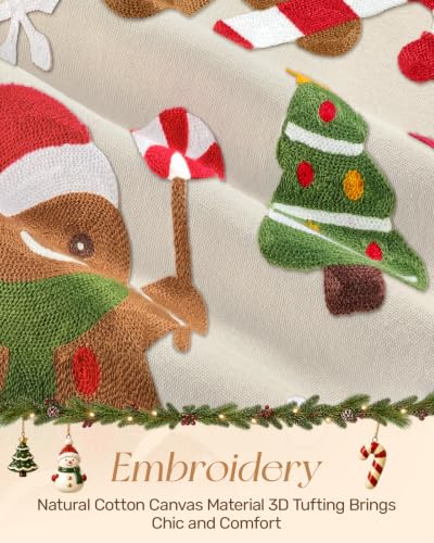 Miss Adola Embroidered Canvas 13"x90" Christmas Table Runner,