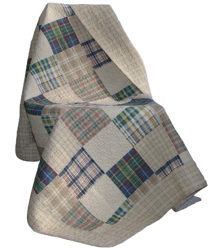Greenland Home Oxford 100% Cotton Throw Blanket 50 x 60 in Tan - Reversible Plaid Design