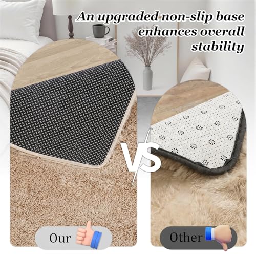 Luxturiy Beige 9x12 Area Rug - Plush Shag Carpet for Living Room & Bedroom