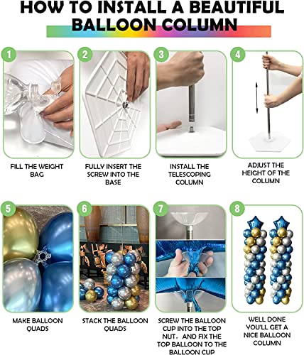 YALLOVE Set of 4 Adjustable Balloon Column Stands - 7 Feet Reusable Metal Tower for Parties