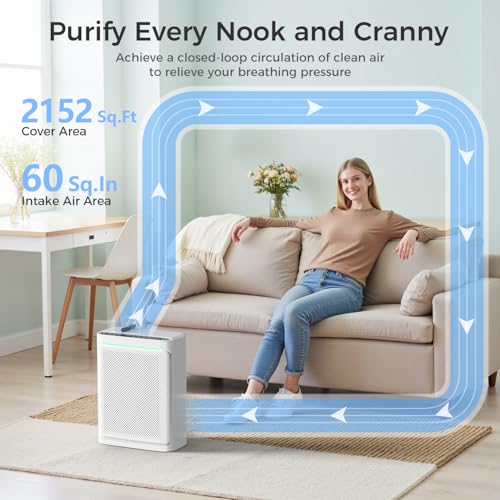 VOOPNU Air Purifier with H13 Filter & Air Quality Display, Auto & Sleep Mode