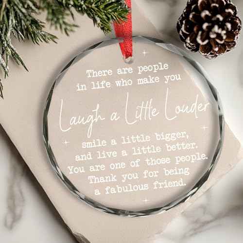 BSQUIELE Christmas Friendship Gifts for Women - Friend Ornament for Bestie, Friends, Sister - Friendship Day, Birthday Gifts Idea for Women, Female Friends - Glass Round Ornament