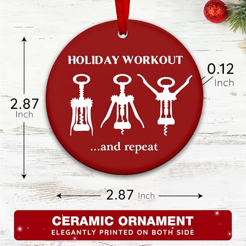 Wine Ornaments for Christmas Tree, Ideal for Red Wine Lovers, Fitness Enthusiast Gym and Workout Ornaments, Perfect Holiday Ornament for a Gym Rat