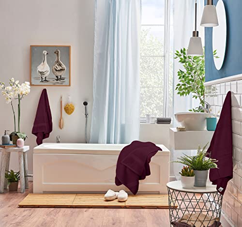 Burgundy 8-Piece Plush Cotton Towel Set - Bath, Hand & Washcloths | Utopia Towels