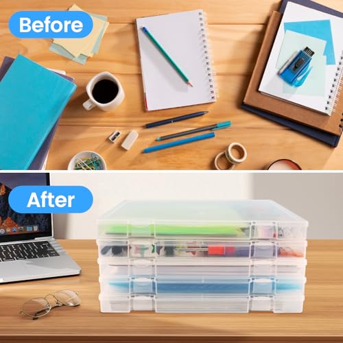Stackable Scrapbook Paper Storage Box 12x12 Inches 5 Pack for Art Supplies & Crafts