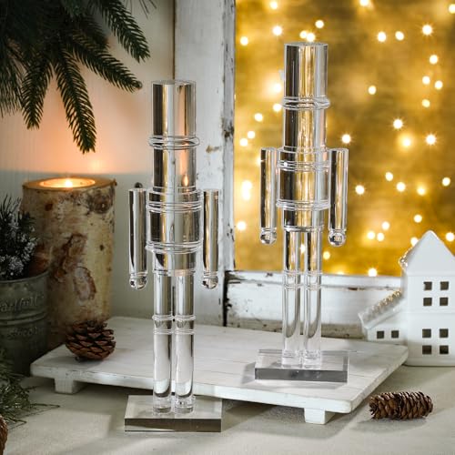 Thyle 2 Pack Clear 12 Inch Christmas Acrylic Nutcrackers (Nutcracker Set)