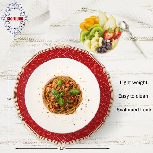 SforGUVA Red 6-Pack Scallop Charger Plates for Wedding & Holiday Table Decor