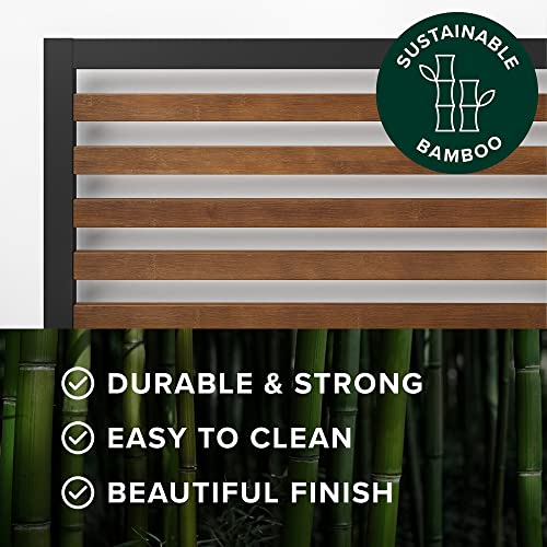 Black Twin Zinus Kai Bamboo & Metal Platform Bed Frame with Slats and Headboard