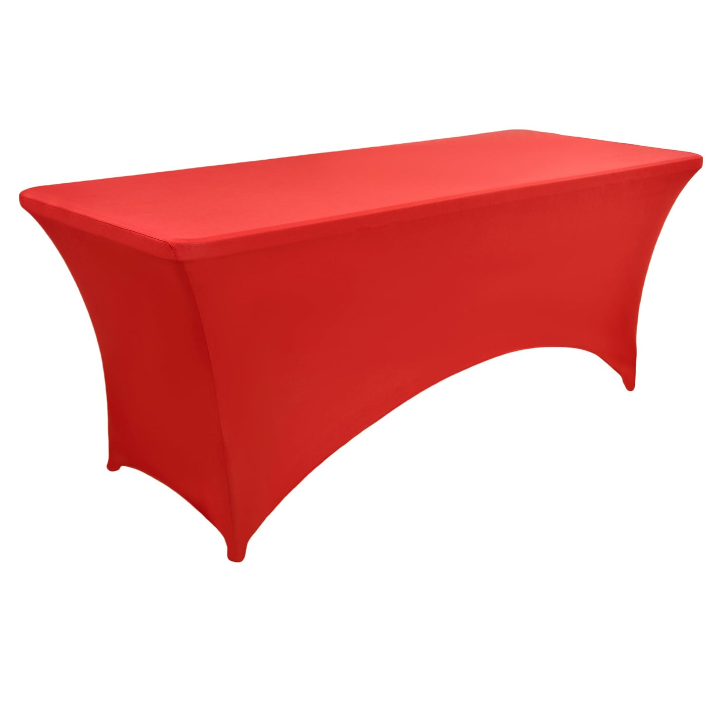 ZarzaaSik 10-Pack 6ft Red Spandex Table Covers for Rectangle Standard Folding Tables - Wrinkle Resistant Stretch Tablecloths - Ultimate Fitted Table Protector for Parties, Banquet, Wedding