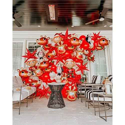 3pcs 26inch 3D Explosion Star foil balloon, christmas day red Foil Cone star burst Balloons for Birthday Wedding New Year Party Event