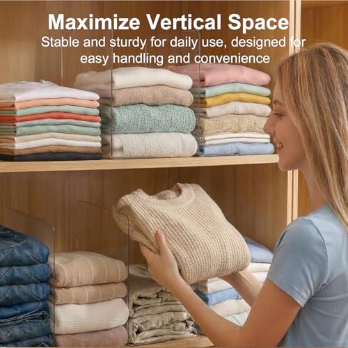 SortNStore Shelf Dividers 12-Inch Tall x 12-Inch Deep - 8-Pack Closet Organizer
